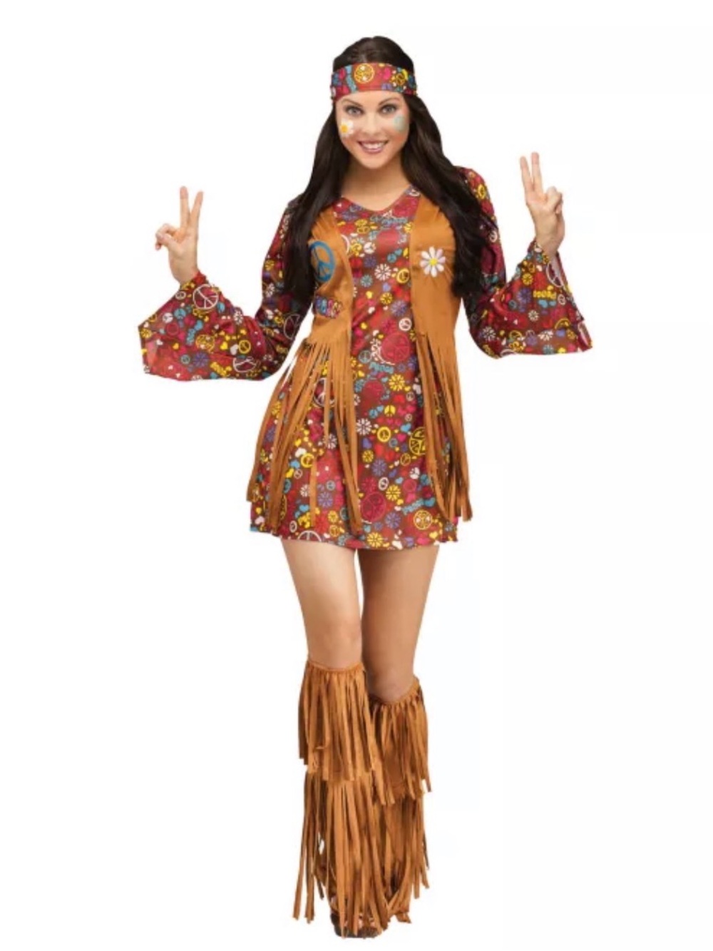 Adult 60’s Peace and Love Hippie Costume SM